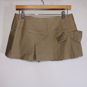 NWT Y2K MCC Brown Japanese Pleated Mini Skirt With A Bow Size XL
